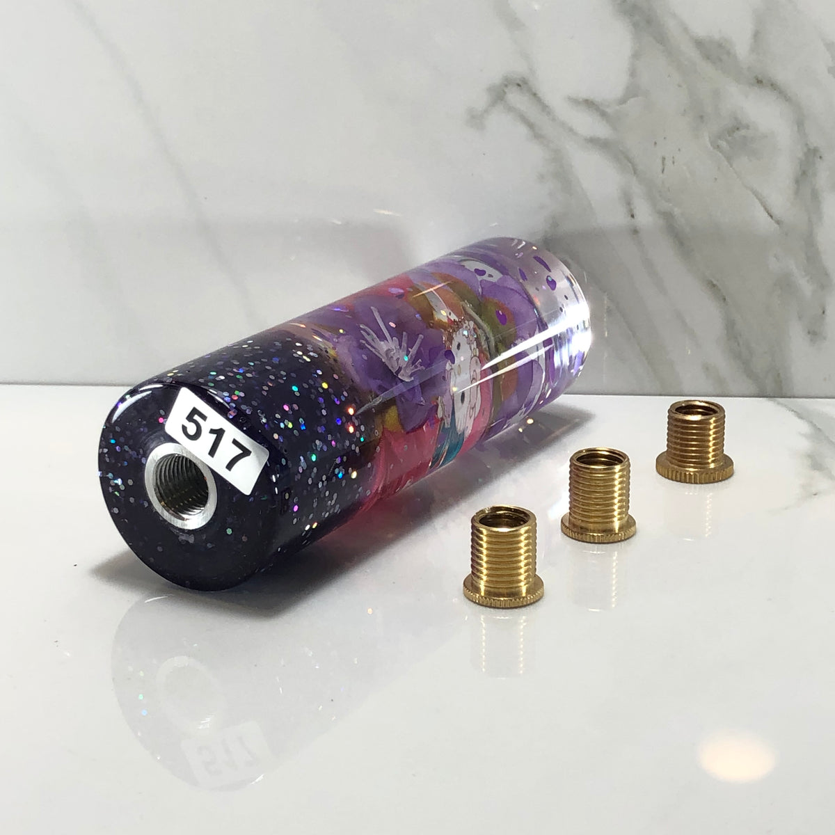 115mm Purple Pink Cherry Blossom Charm Resin Shift Knob — 4.5 in, 12mm x 1.25