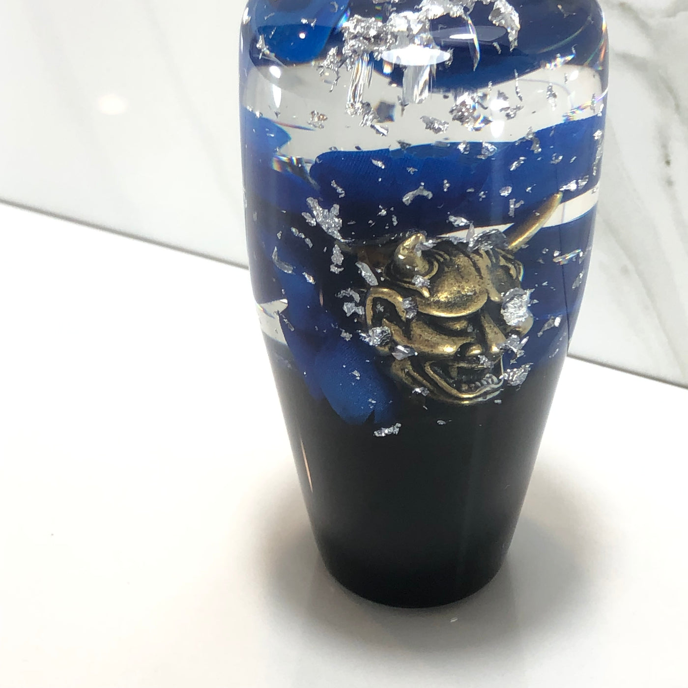 95mm Blue Blossom Oni Resin Shift Knob — 3.5 in, 12mm x 1.25