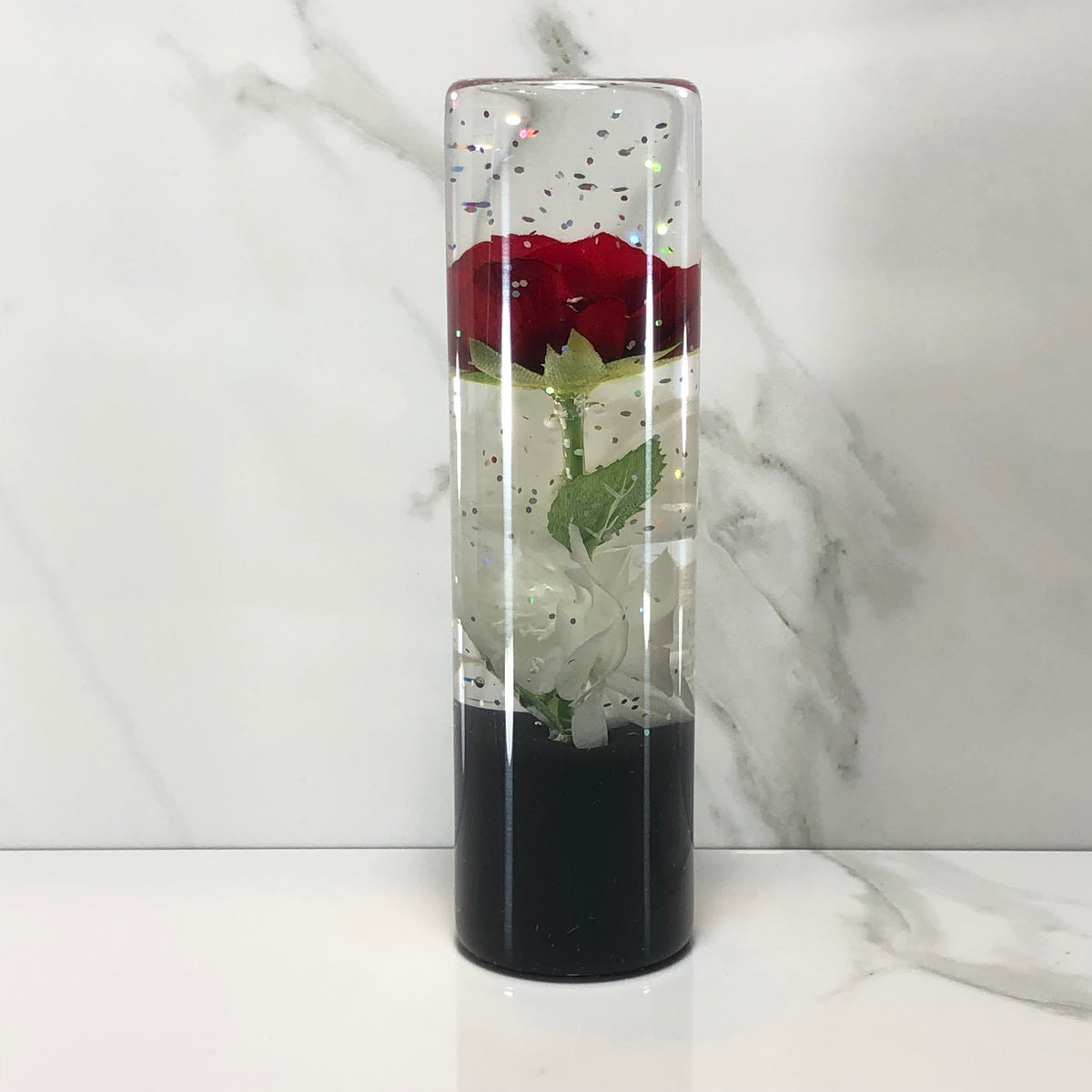 140mm Red Rose Resin Shift Knob — 5.5 in, 12mm x 1.25