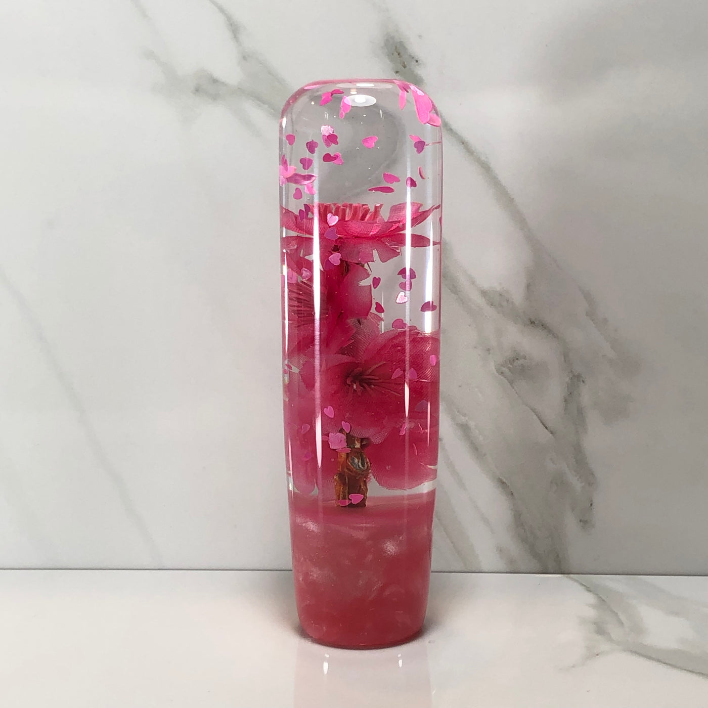 140mm Pink Blossom Resin Shift Knob — 5.5 in, 12mm x 1.25