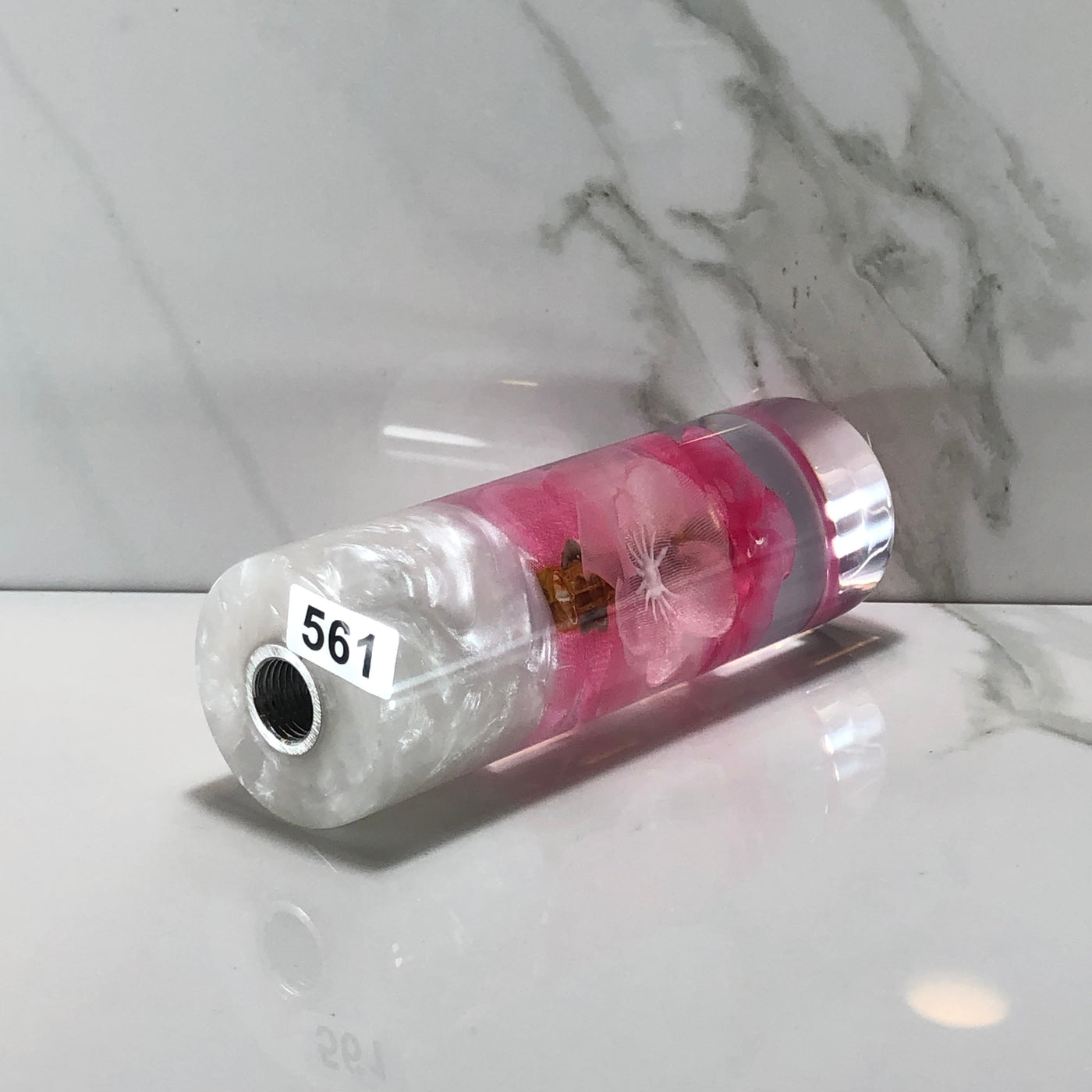 115mm Pink Blossom Resin Shift Knob — 4.5 in, 12mm x 1.25