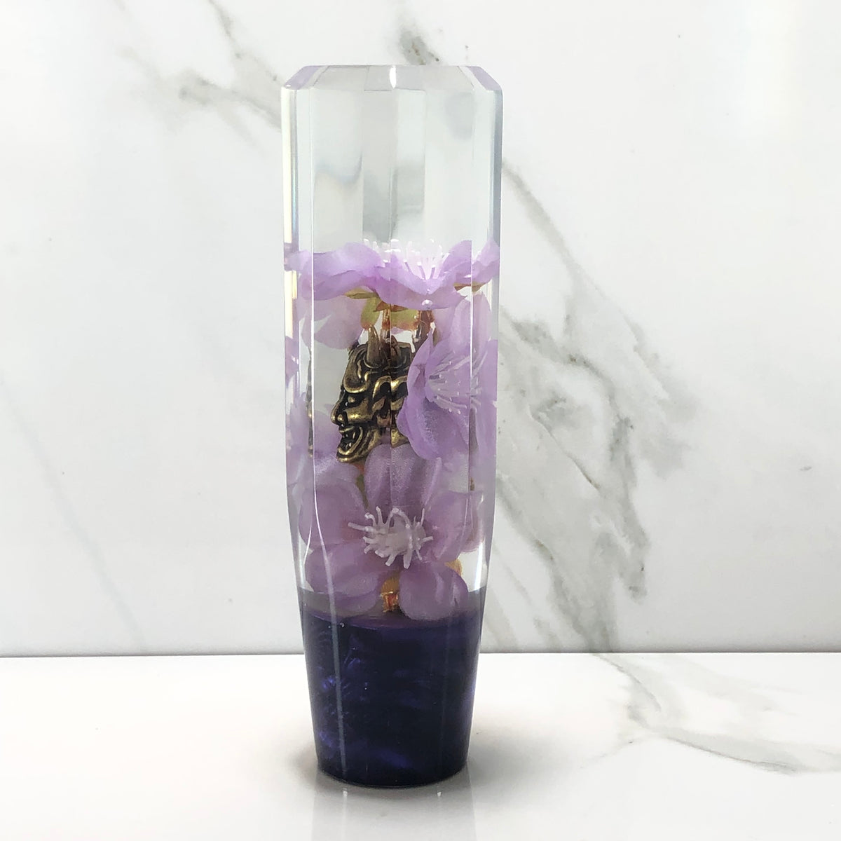 140mm Purple Cherry Blossom Resin Shift Knob — 5.5 in, 12mm x 1.25