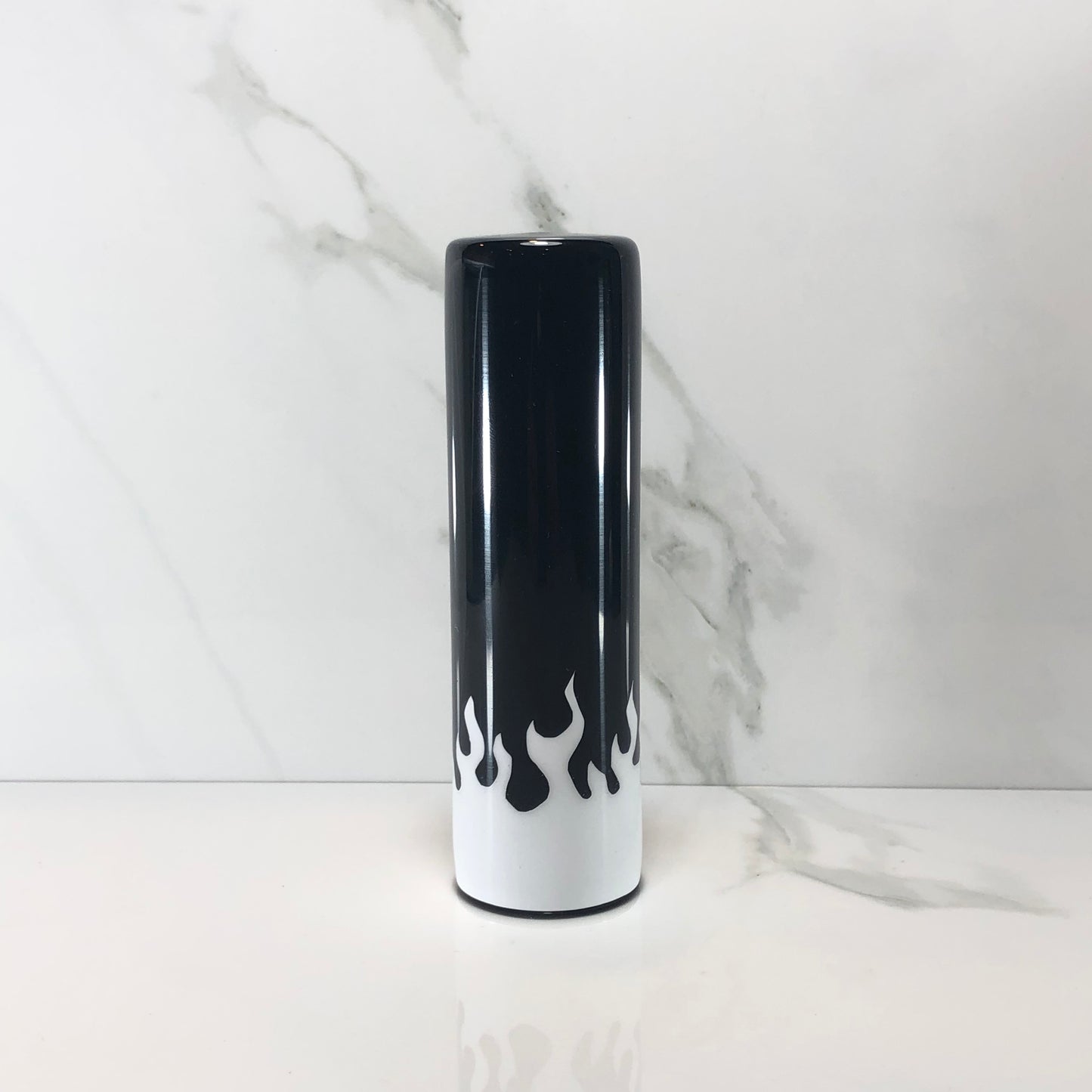 Mr__Grip 5 1/2 Inch Resin Custom Shift Knob black with white flames