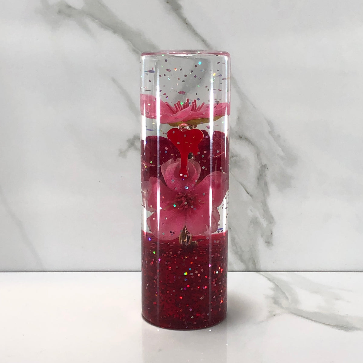 115mm Pink Red Cherry Blossom Charm Resin Shift Knob — 4.5 in, 12mm x 1.25