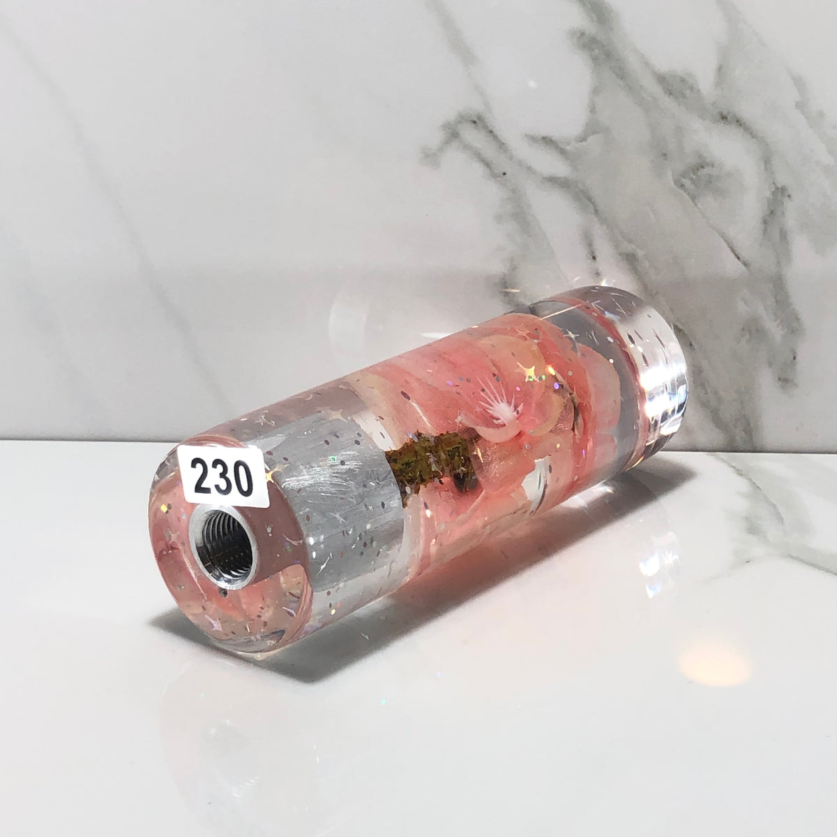 115mm Peach Cherry Blossom Resin Shift Knob — 4.5 in, 12mm x 1.25