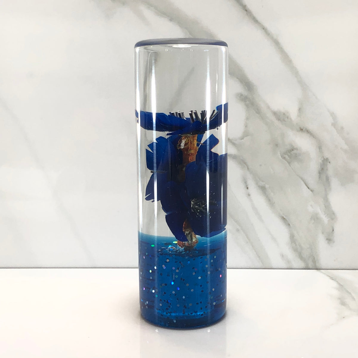 115mm Blue Blossom Resin Shift Knob — 4.5 in, 12mm x 1.25
