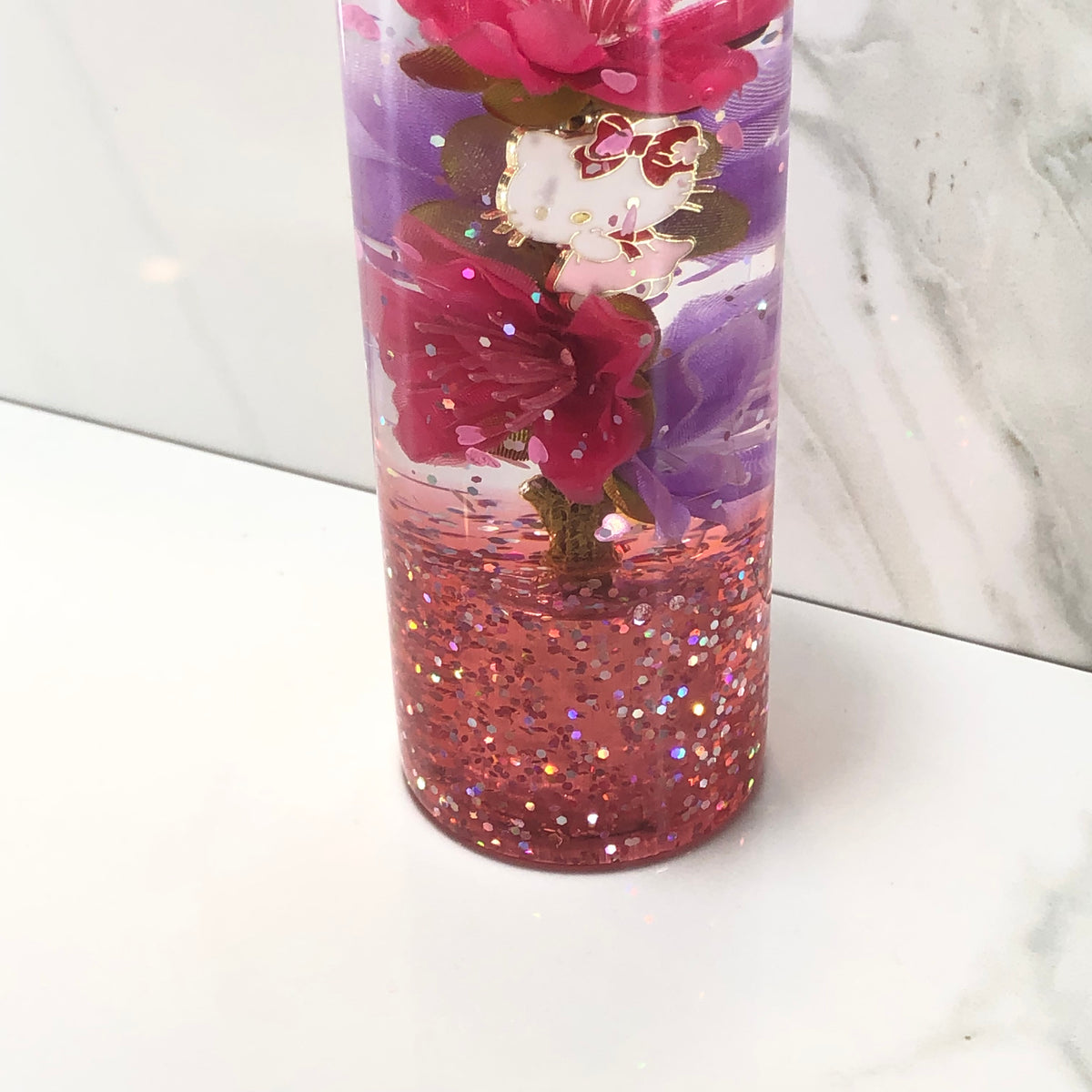 115mm Pink Purple Blossom Charm Resin Shift Knob — 4.5 in, 12mm x 1.25