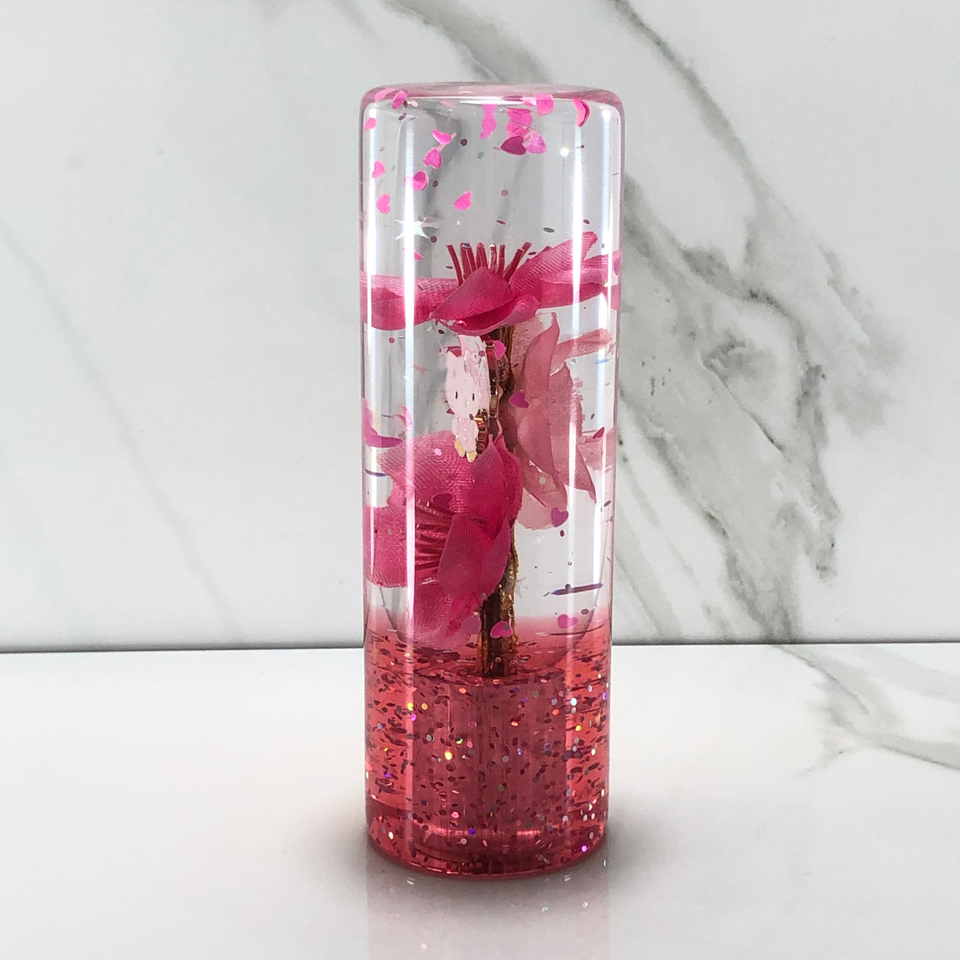 115mm Pink Blossom Charm Resin Shift Knob — 4.5 in, 12mm x 1.25