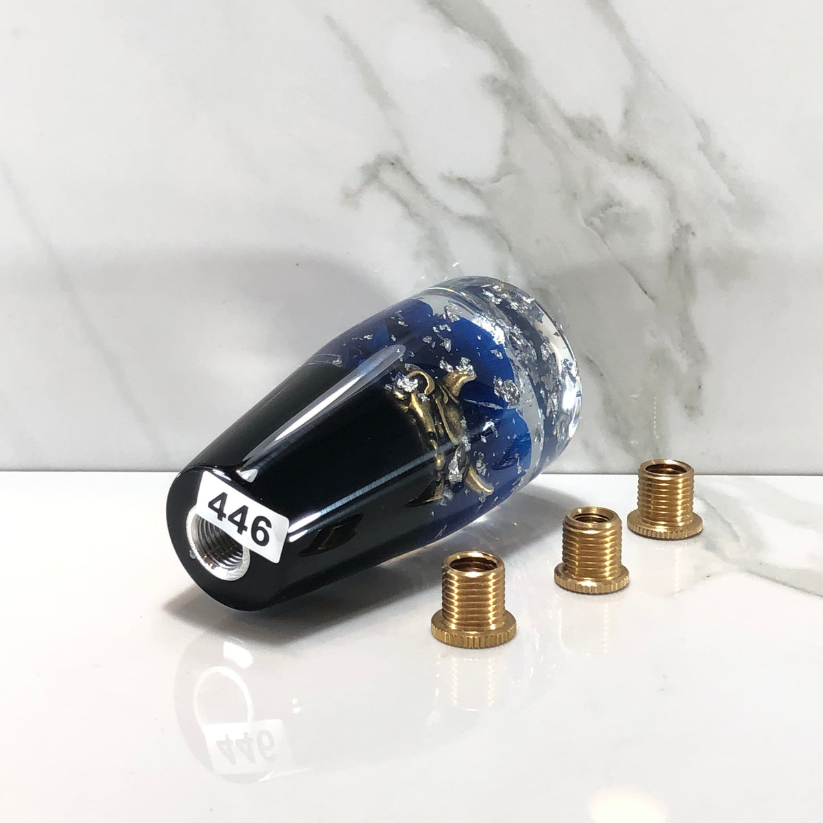 95mm Blue Blossom Oni Resin Shift Knob — 3.5 in, 12mm x 1.25