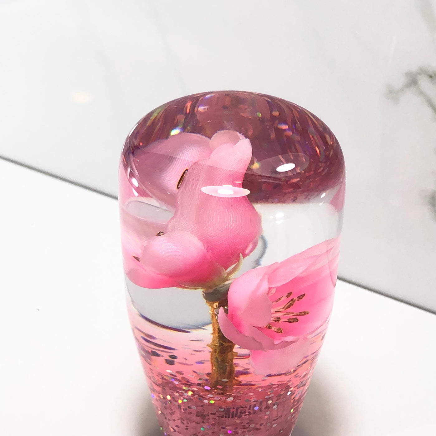 95mm Pink Blossom Resin Shift Knob — 3.5 in, 12mm x 1.25