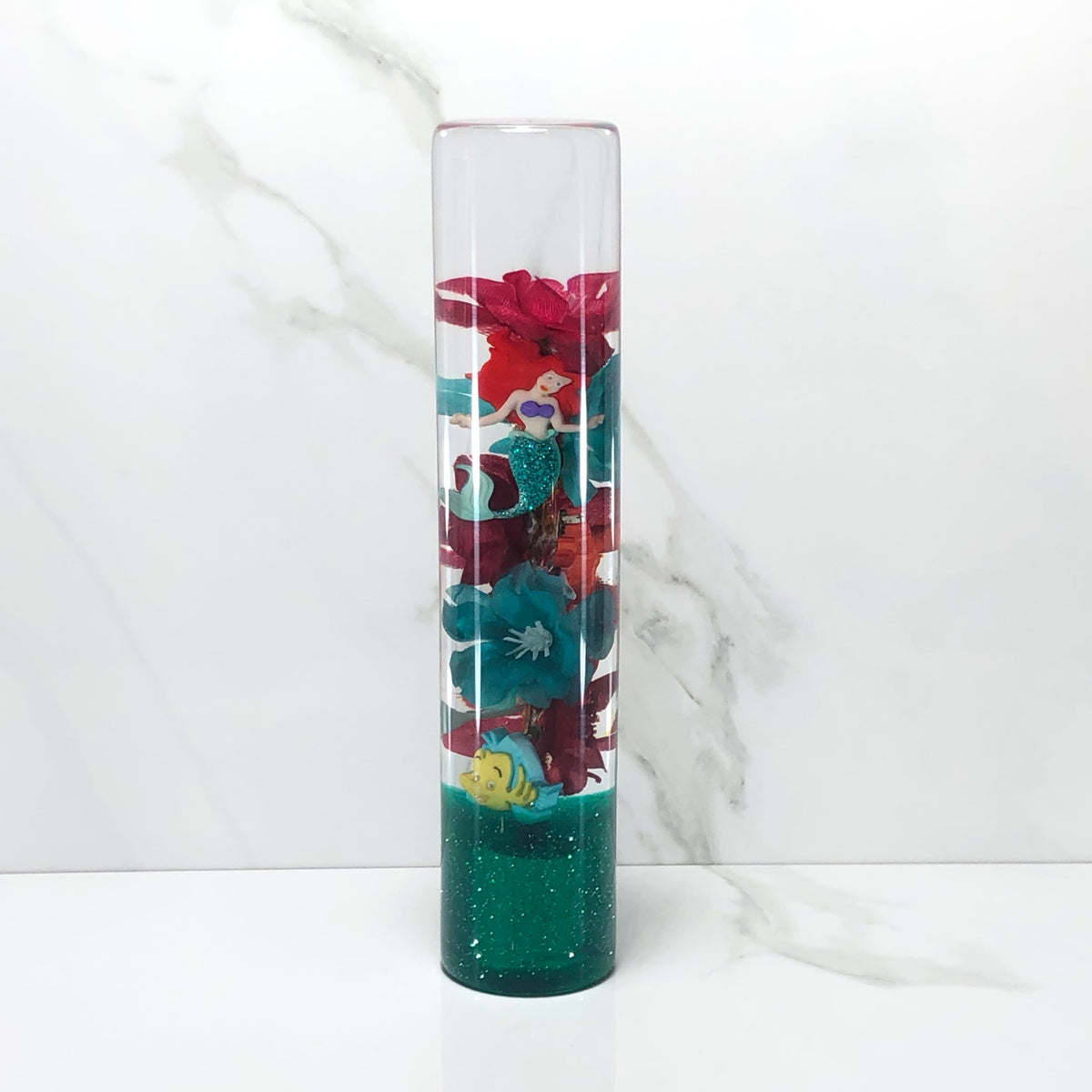 190mm Teal Red Blossom Resin Shift Knob — 7.5 in, 12mm x 1.25