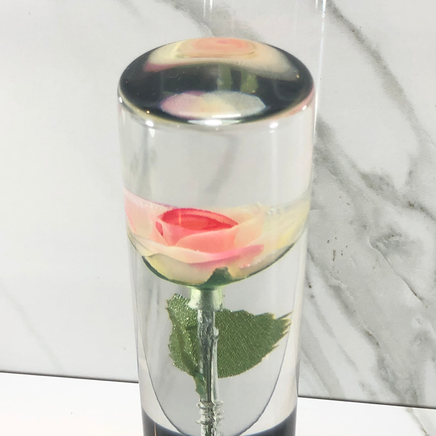 140mm Pink Rose Resin Shift Knob — 5.5 in, 12mm x 1.25