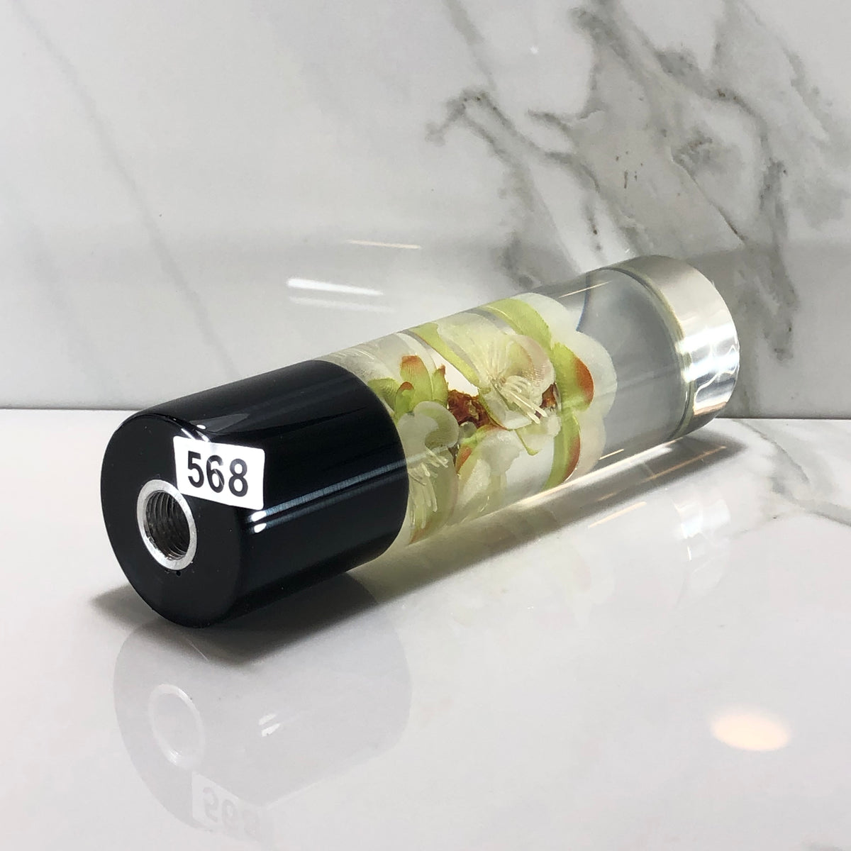 140mm Ivory Cherry Blossom Resin Shift Knob — 5.5 in, 12mm x 1.25