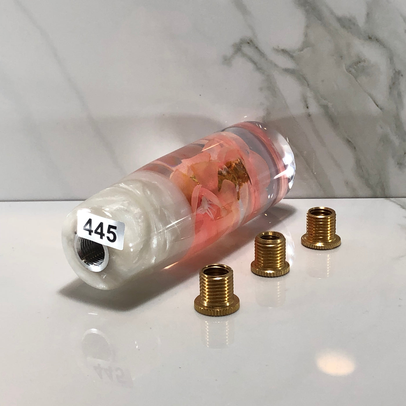115mm Peach Blossom Resin Shift Knob — 4.5 in, 12mm x 1.25