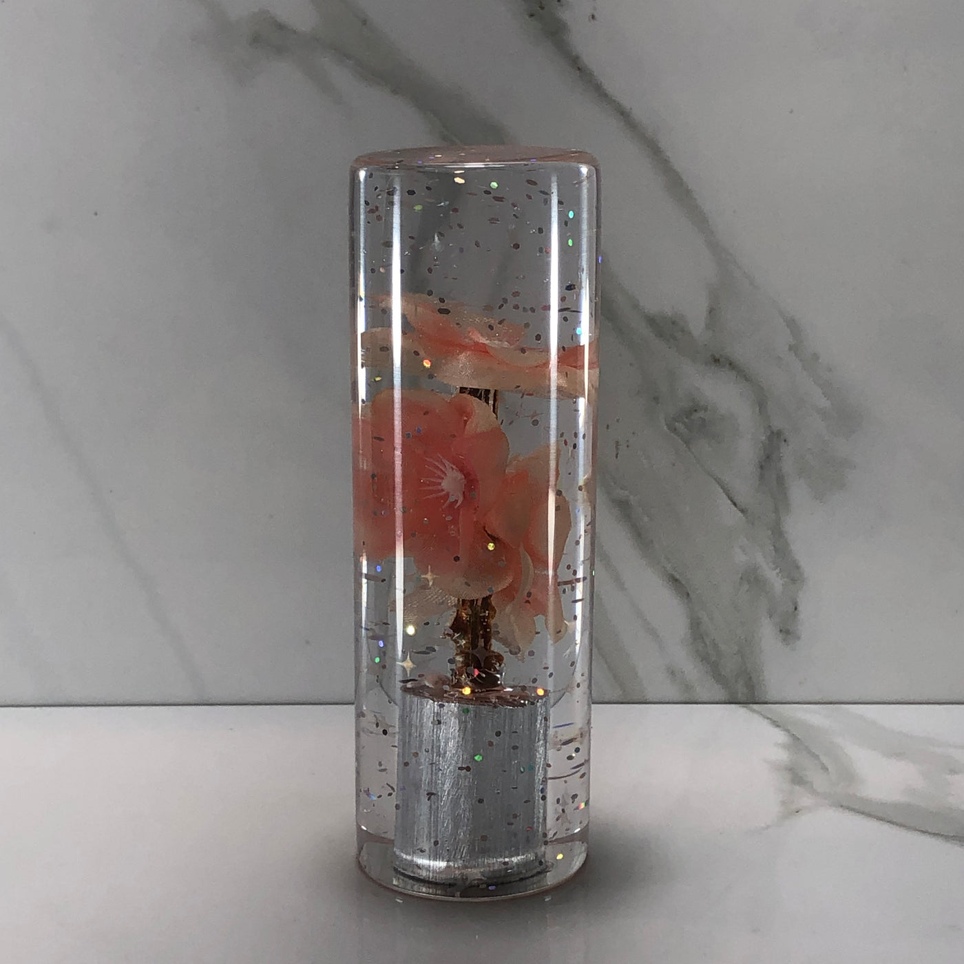 115mm Clear Peach Blossom Resin Shift Knob — 4.5 in, 12mm x 1.25