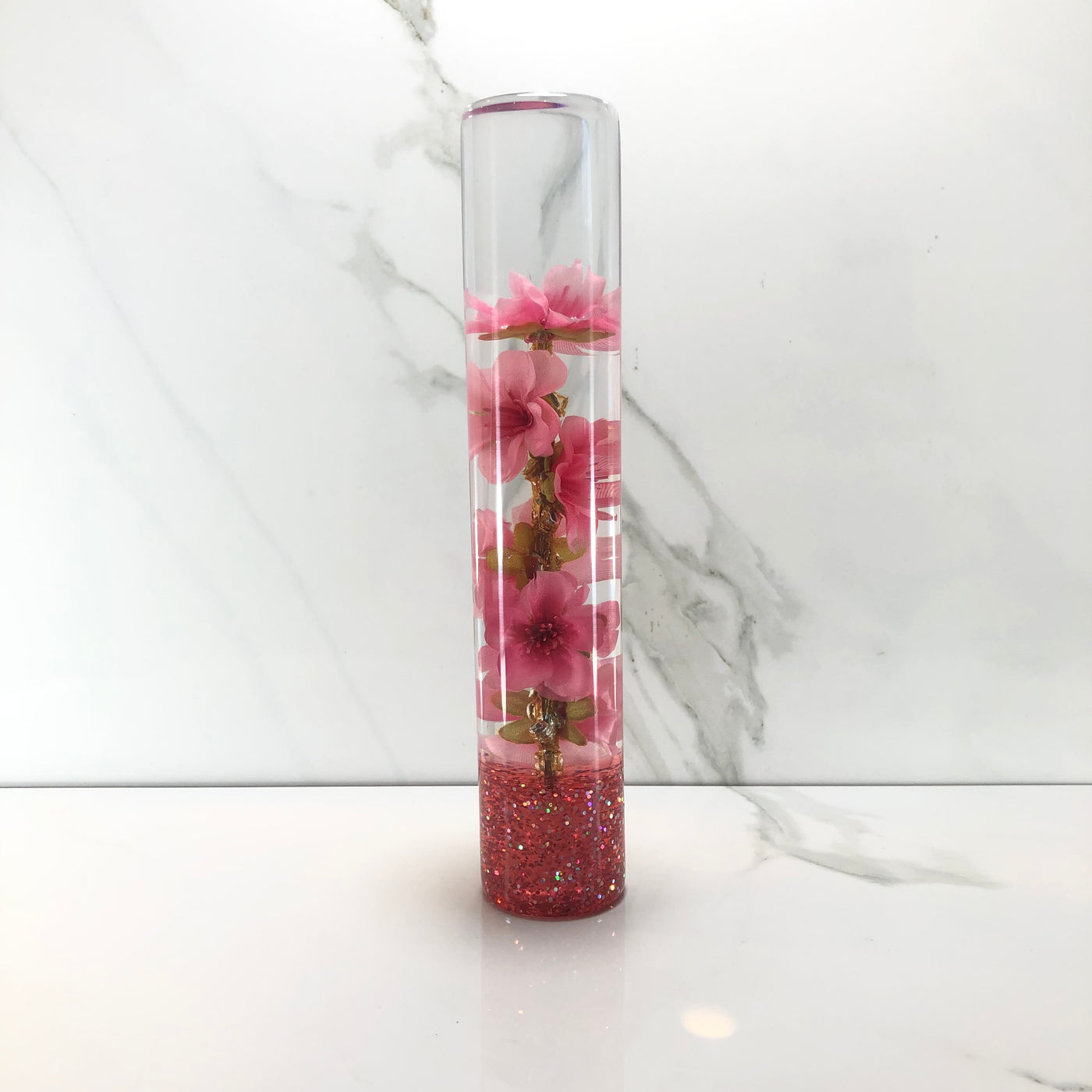 190mm Pink Cherry Blossom Resin Shift Knob — 7.5 in, 12mm x 1.25