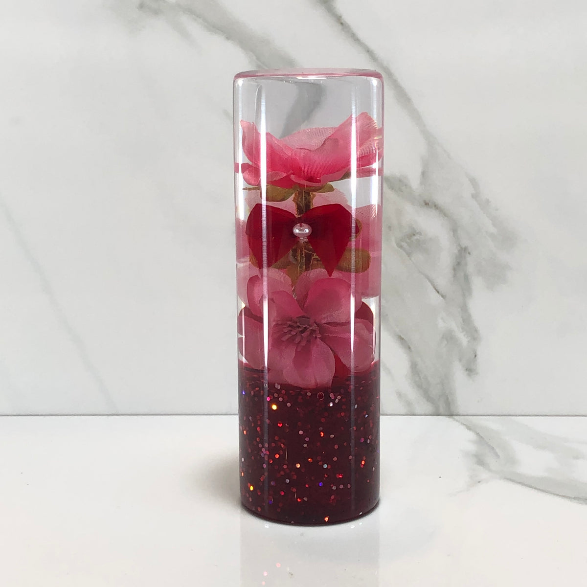 115mm Pink Red Blossom Resin Shift Knob — 4.5 in, 12mm x 1.25