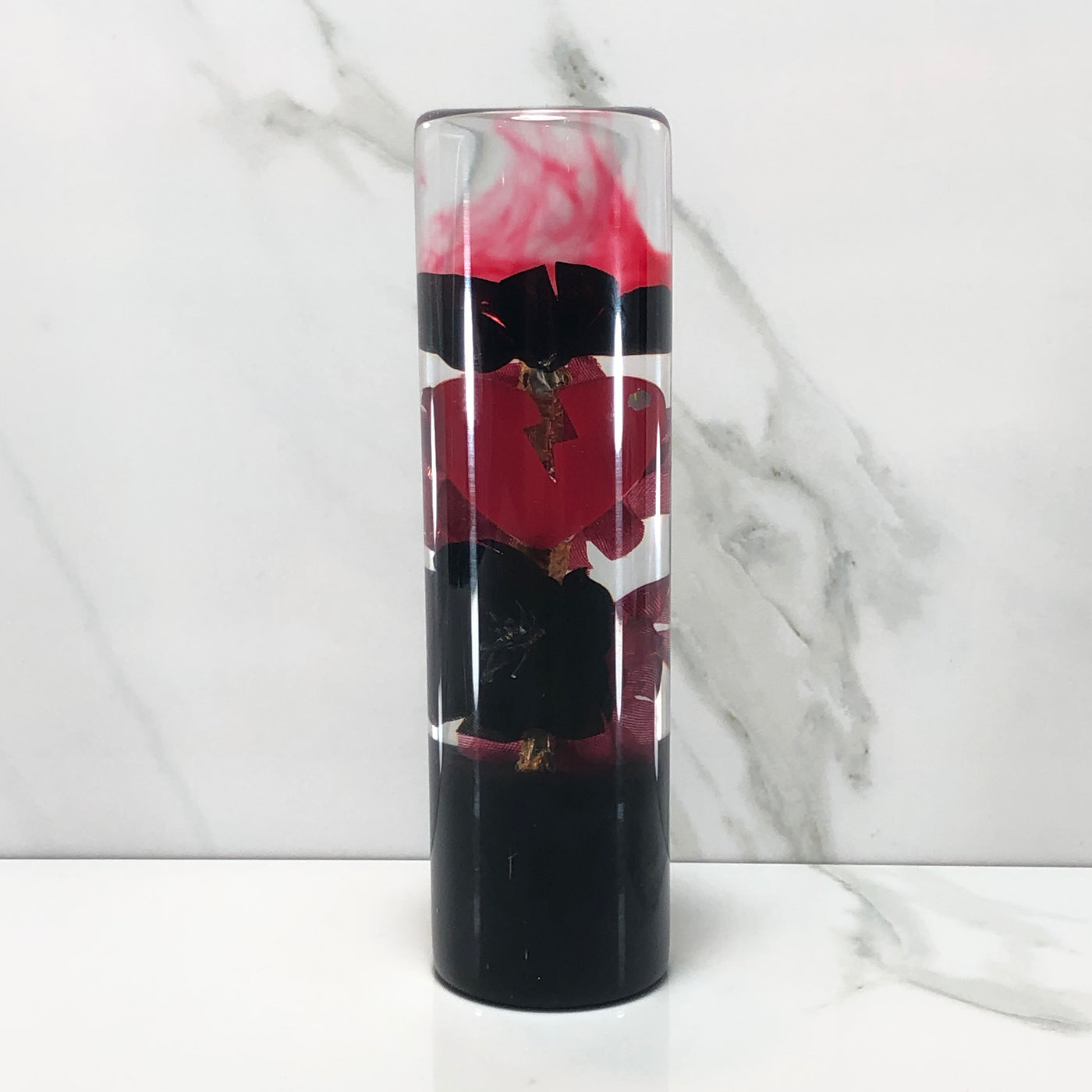 140mm Black Red Blossom Resin Shift Knob — 5.5 in, 12mm x 1.25