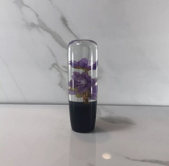 115mm Purple Blossom Joystick Resin Shift Knob — 4.5 in, 12mm x 1.25