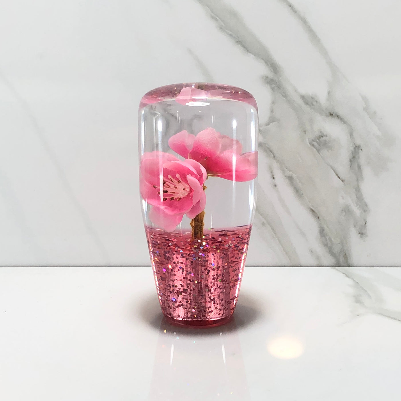 95mm Pink Blossom Resin Shift Knob — 3.5 in, 12mm x 1.25