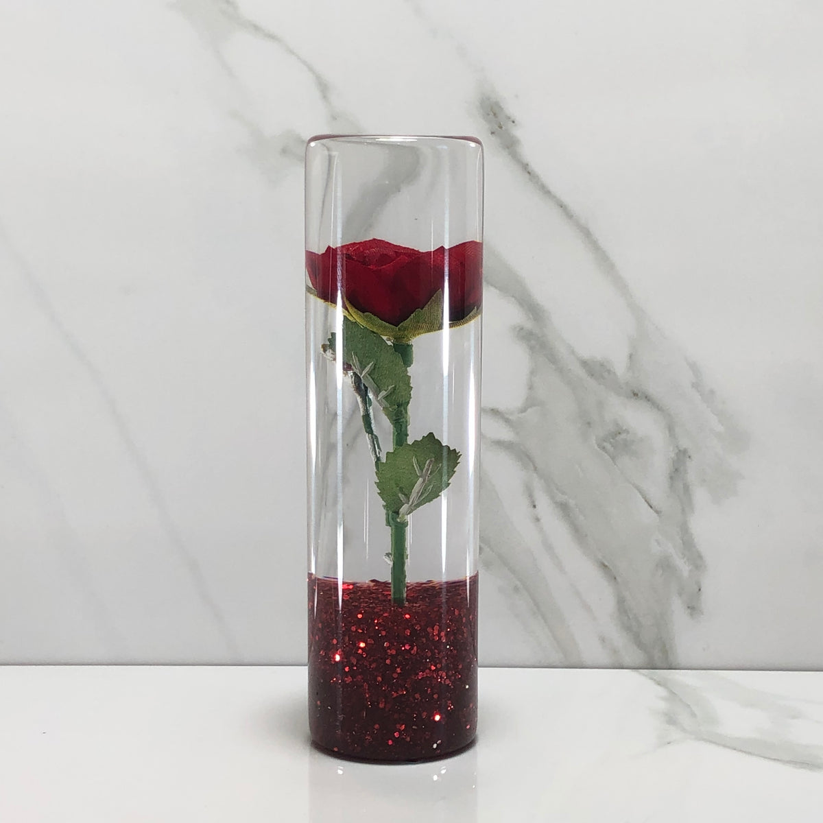 140mm Red Rose Resin Shift Knob — 5.5 in, 12mm x 1.25