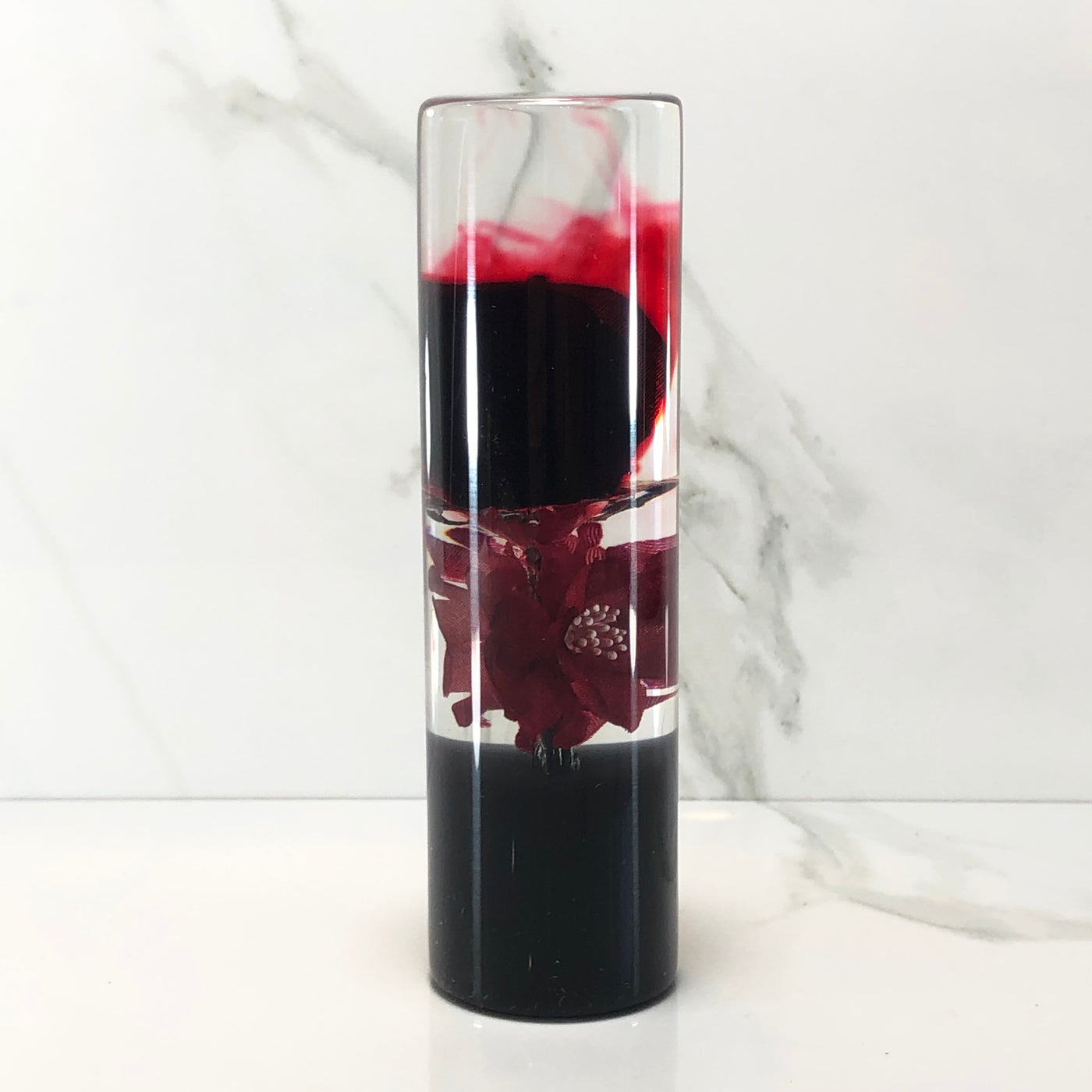 140mm Red Rose Blossom Resin Shift Knob — 5.5 in, 12mm x 1.25