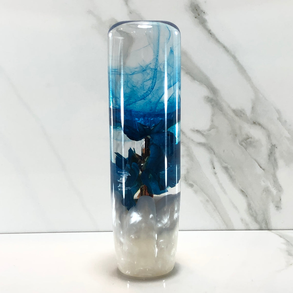 140mm Teal Resin Shift Knob — 5.5 in, 12mm x 1.25
