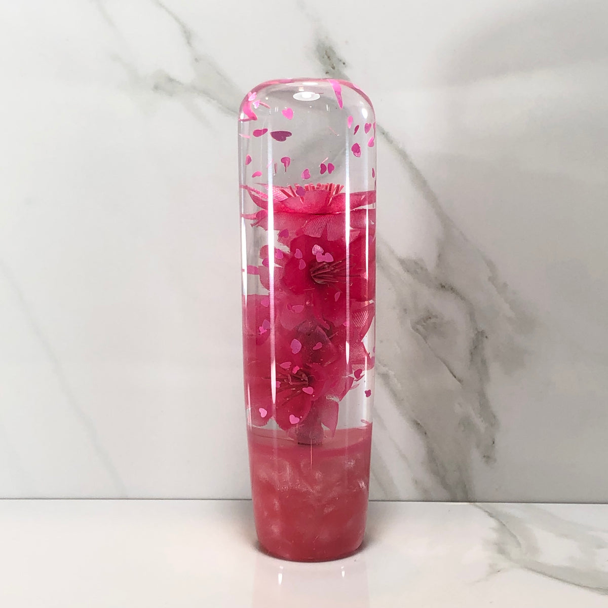 140mm Pink Blossom Resin Shift Knob — 5.5 in, 12mm x 1.25
