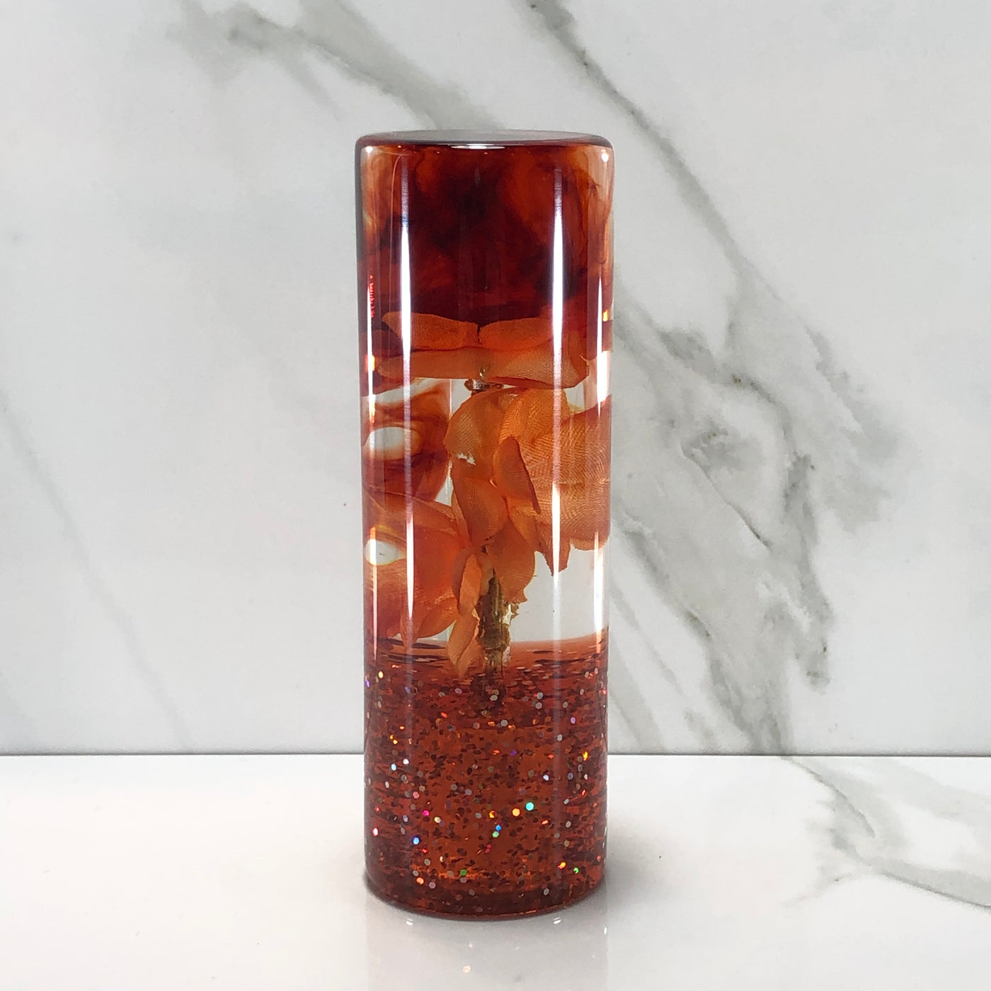 115mm Orange Flower Resin Shift Knob — 4.5 in, 12mm x 1.25