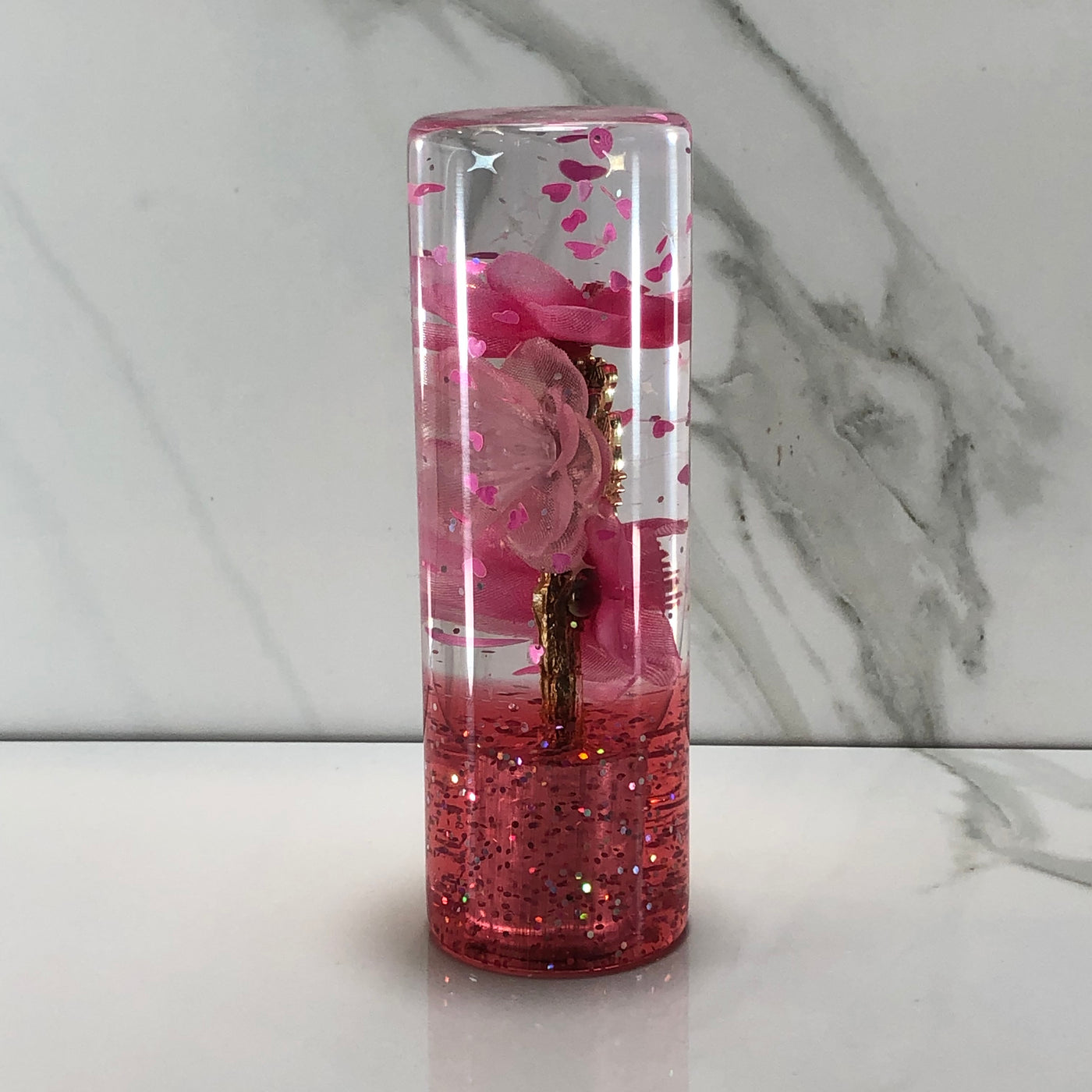 115mm Pink Blossom Charm Resin Shift Knob — 4.5 in, 12mm x 1.25
