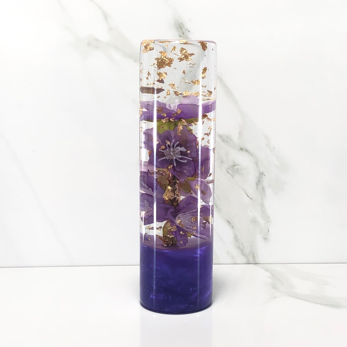 140mm Purple Blossom Resin Shift Knob — 5.5 in, 12mm x 1.25