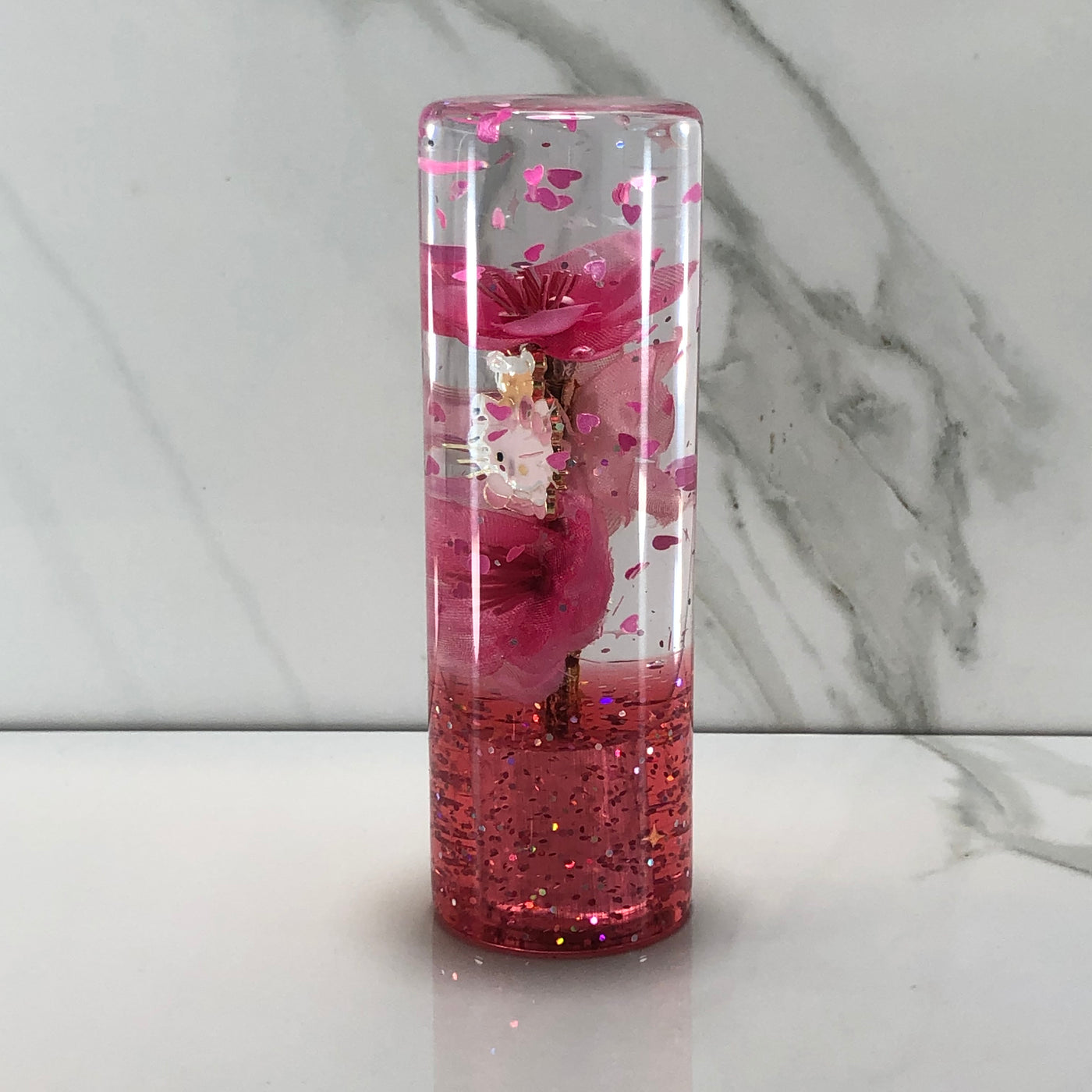 115mm Pink Blossom Charm Resin Shift Knob — 4.5 in, 12mm x 1.25