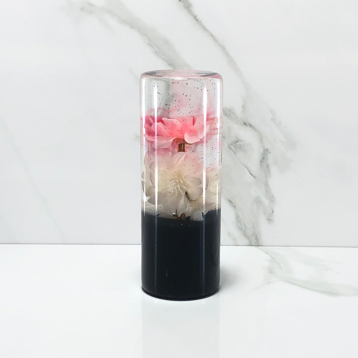 115mm White Blossom Resin Shift Knob — 4.5 in, 12mm x 1.25