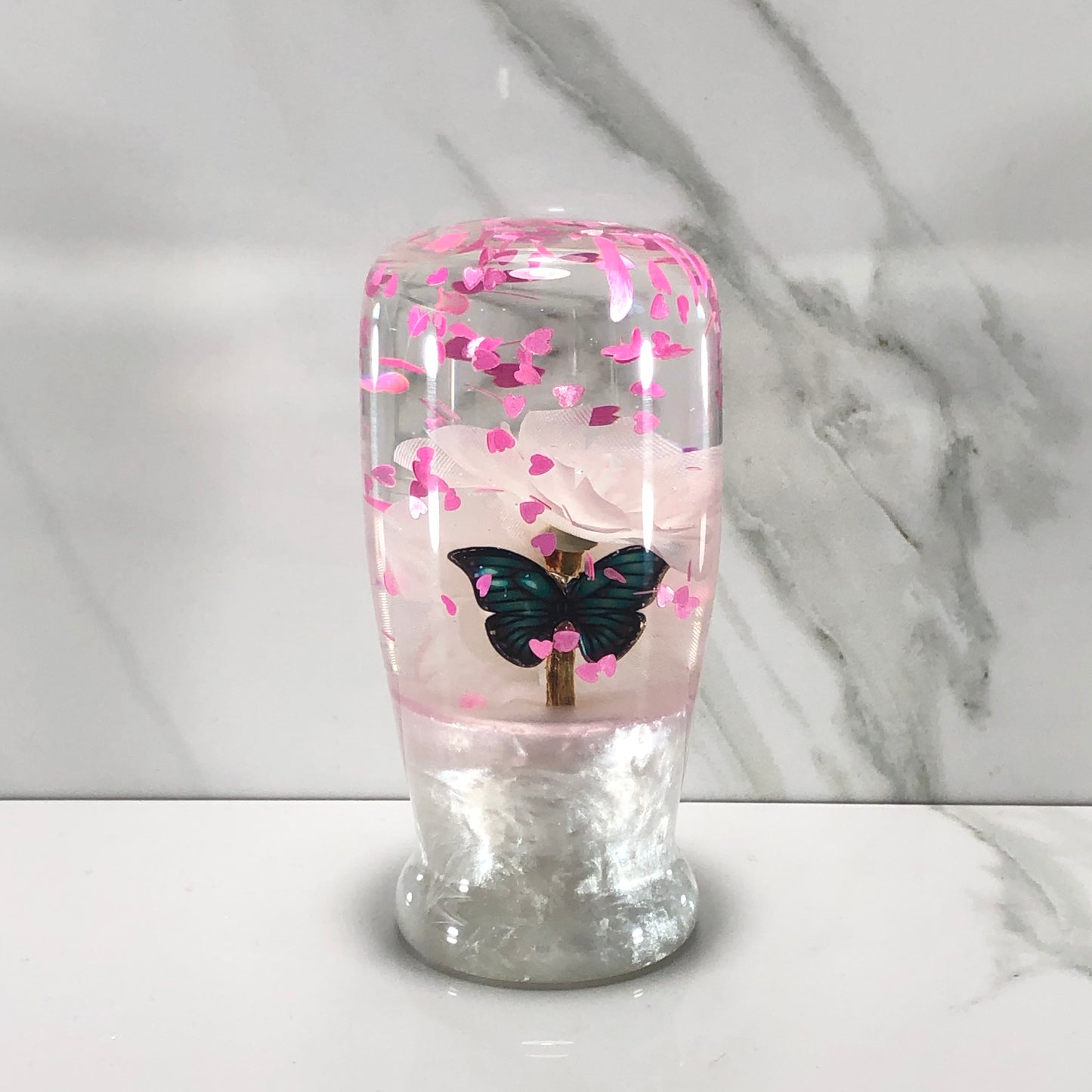 Mr__Grip 3.5 Inch Resin Custom Shift Knob white Cherry Blossom  #458