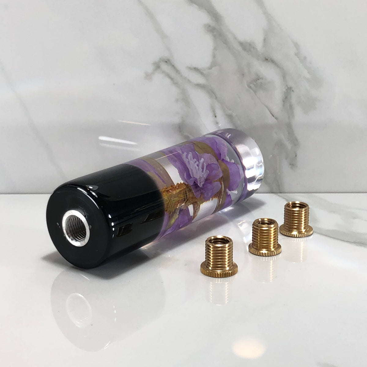 115mm Purple Blossom Resin Shift Knob — 4.5 in, 12mm x 1.25