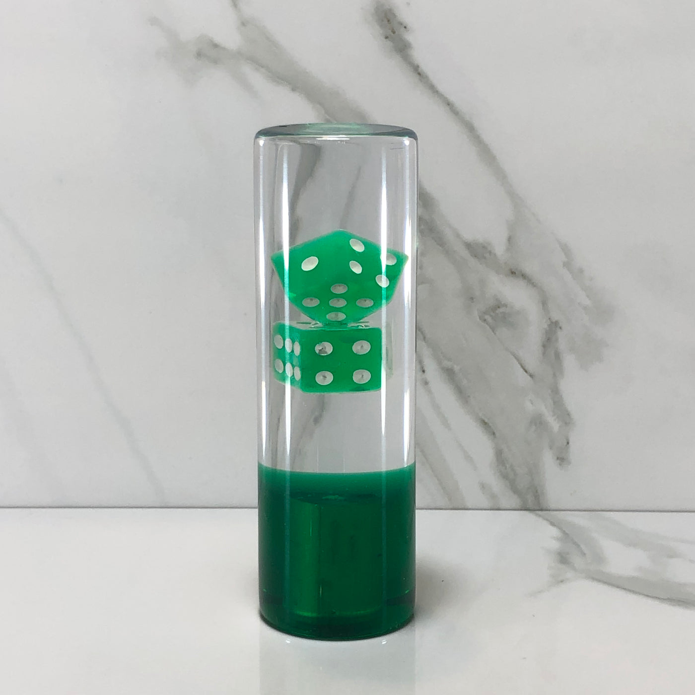 115mm Green Dice Resin Shift Knob — 4.5 in, 12mm x 1.25