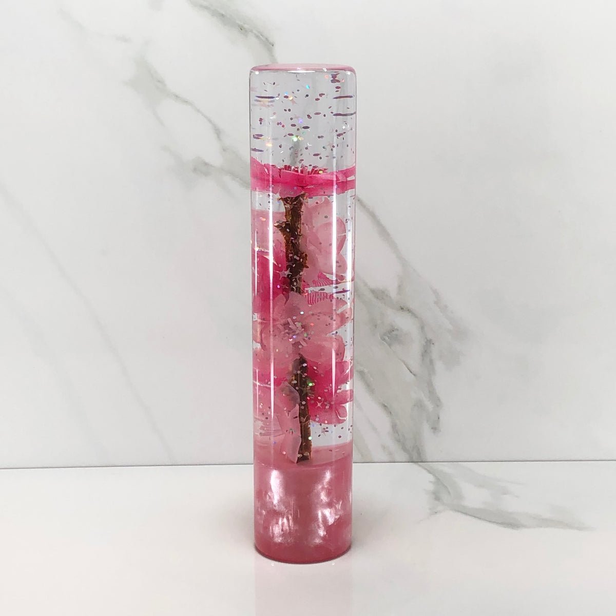 190mm Pink Blossom Resin Shift Knob — 7.5 in, 12mm x 1.25