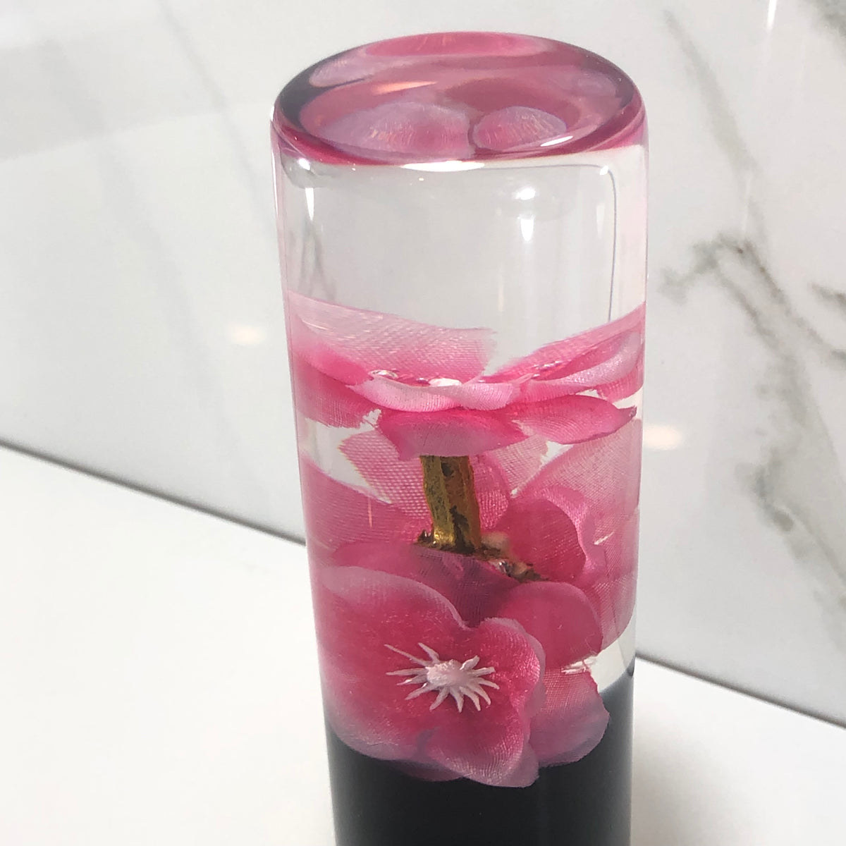 115mm Hot Pink Blossom Resin Shift Knob — 4.5 in, 12mm x 1.25