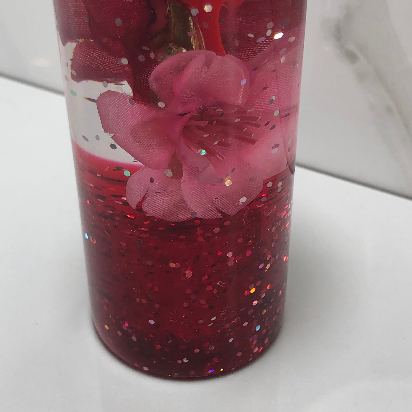 115mm Pink Red Blossom Heart Resin Shift Knob — 4.5 in, 12mm x 1.25