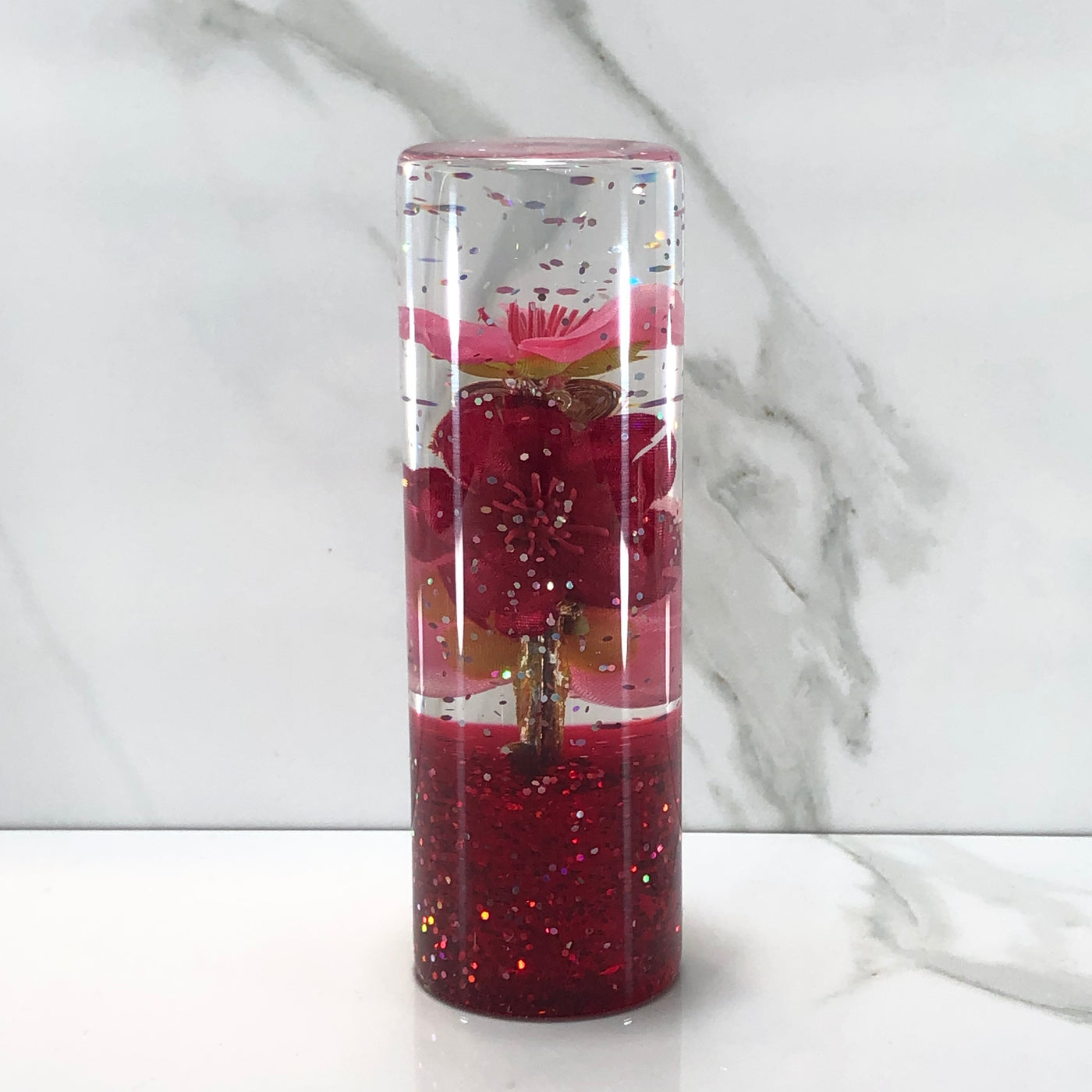 115mm Pink Red Cherry Blossom Charm Resin Shift Knob — 4.5 in, 12mm x 1.25