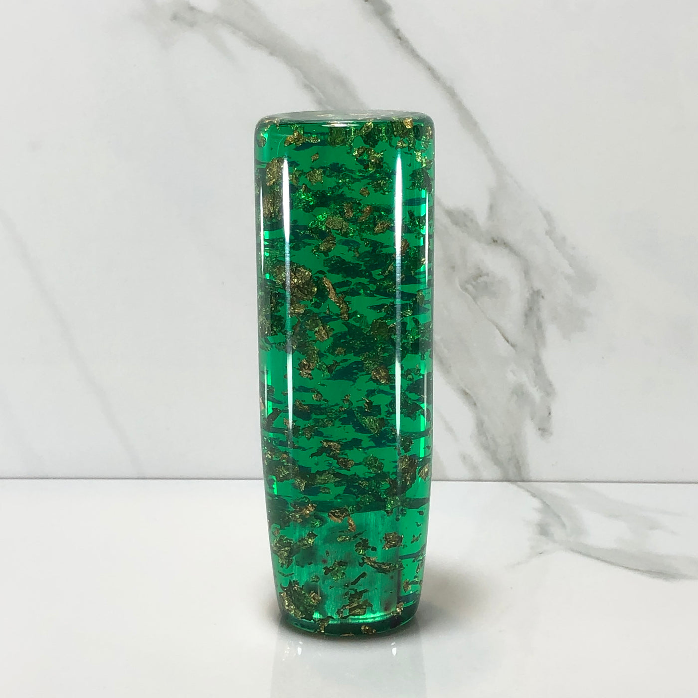 115mm Green Gold Gold Leaf Joystick Resin Shift Knob — 4.5 in, 12mm x 1.25