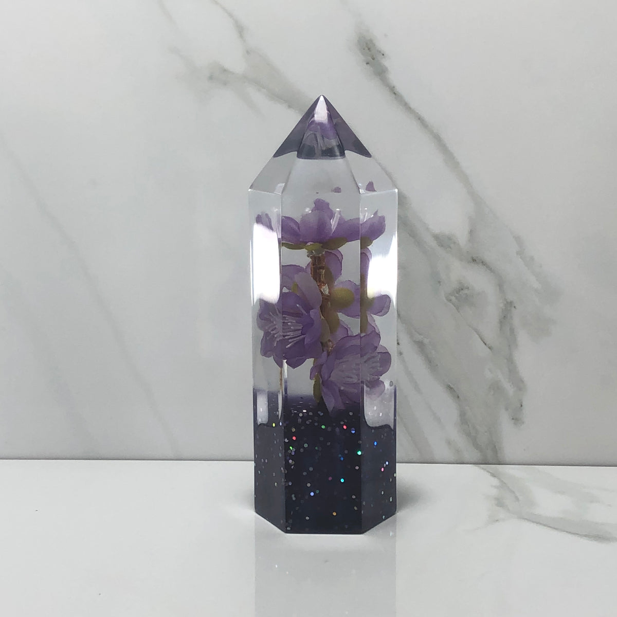 140mm Purple Blossom Resin Shift Knob — 5.5 in, 12mm x 1.25