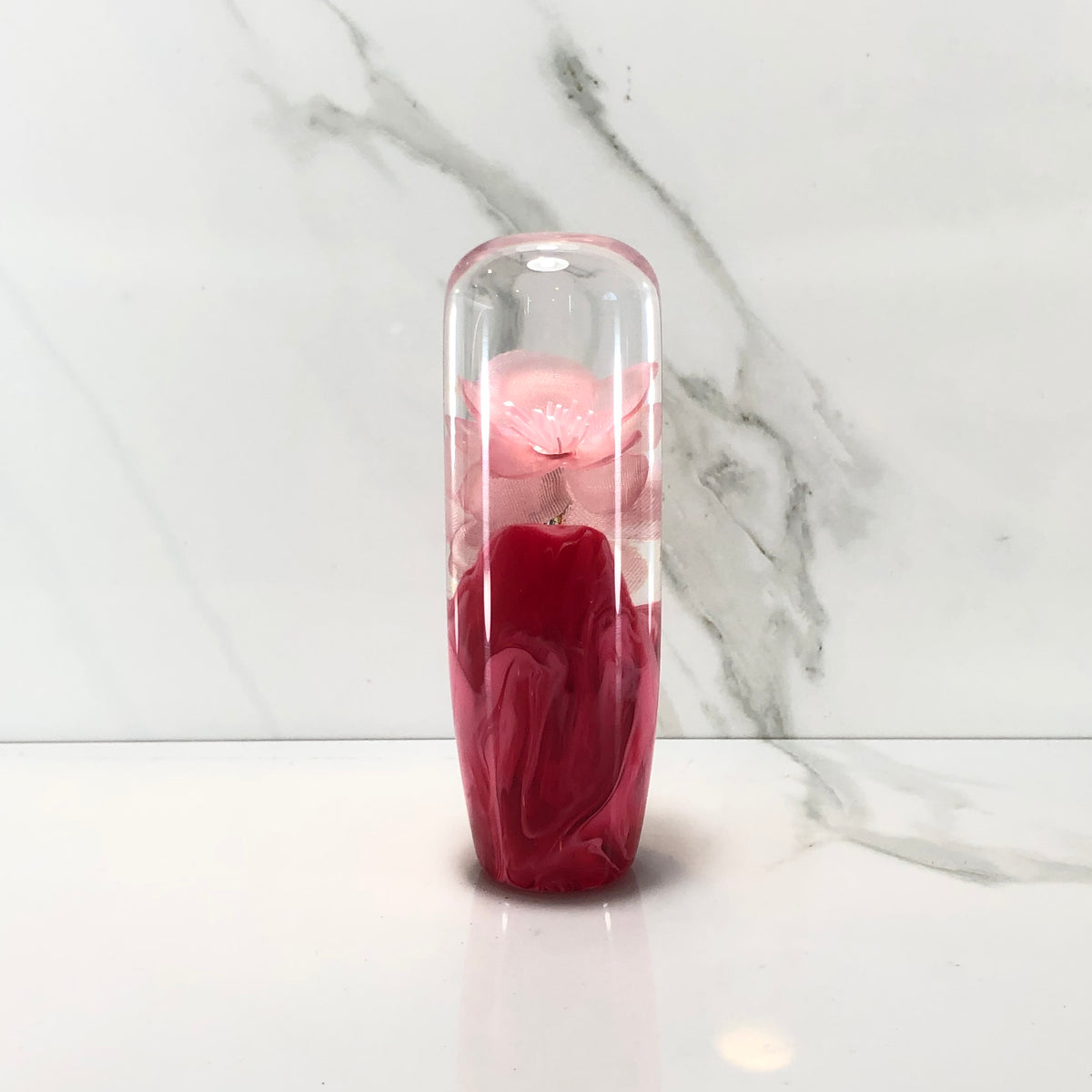 115mm Pink Blossom Joystick Resin Shift Knob — 4.5 in, 12mm x 1.25
