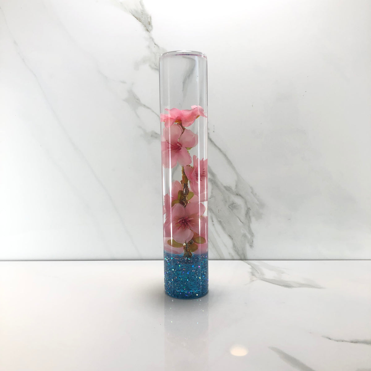190mm Pink Cherry Blossom Resin Shift Knob — 7.5 in, 12mm x 1.25