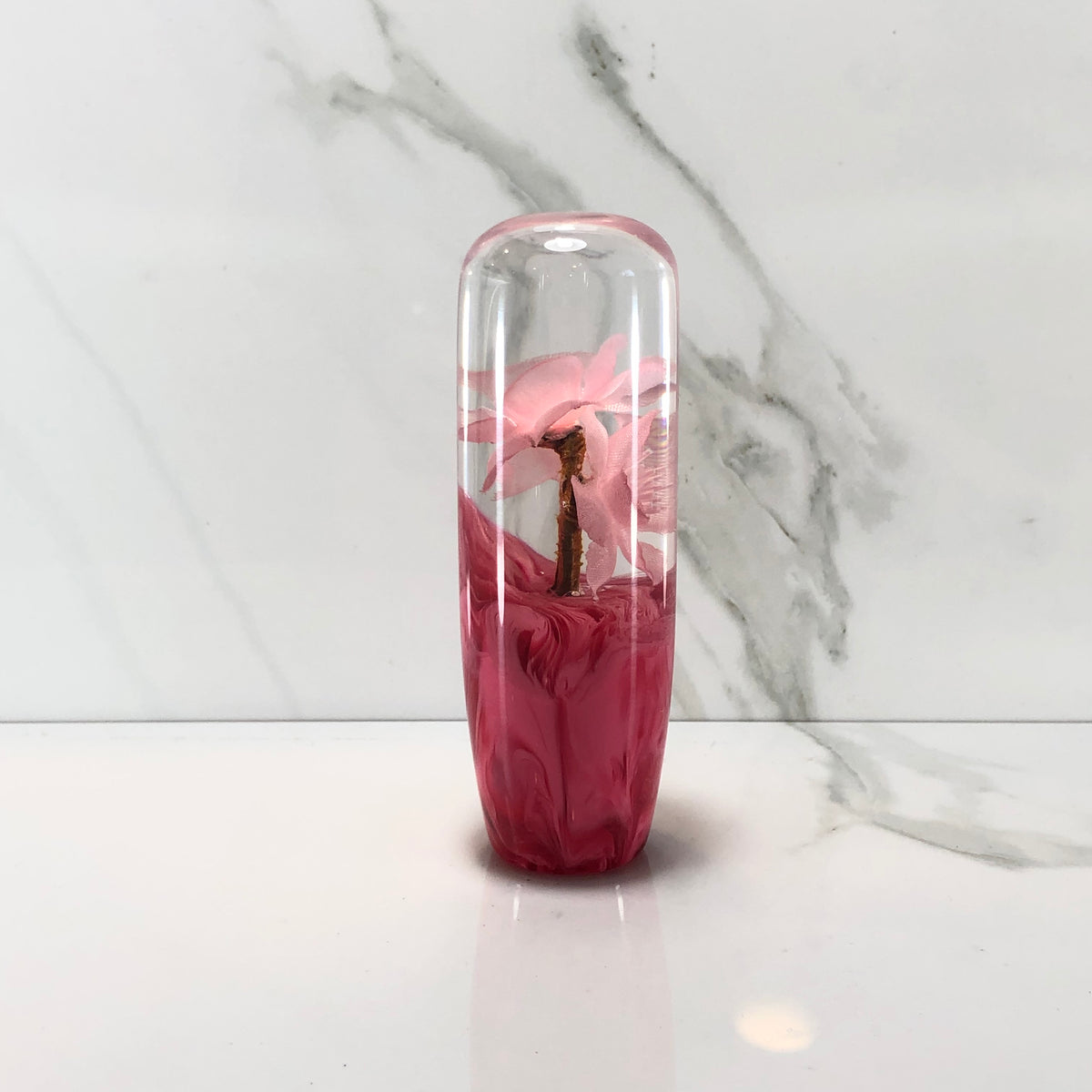 115mm Pink Blossom Joystick Resin Shift Knob — 4.5 in, 12mm x 1.25