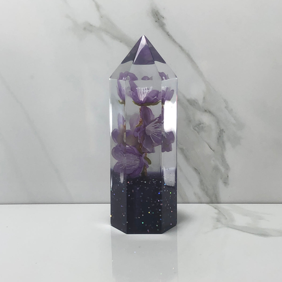140mm Purple Blossom Resin Shift Knob — 5.5 in, 12mm x 1.25