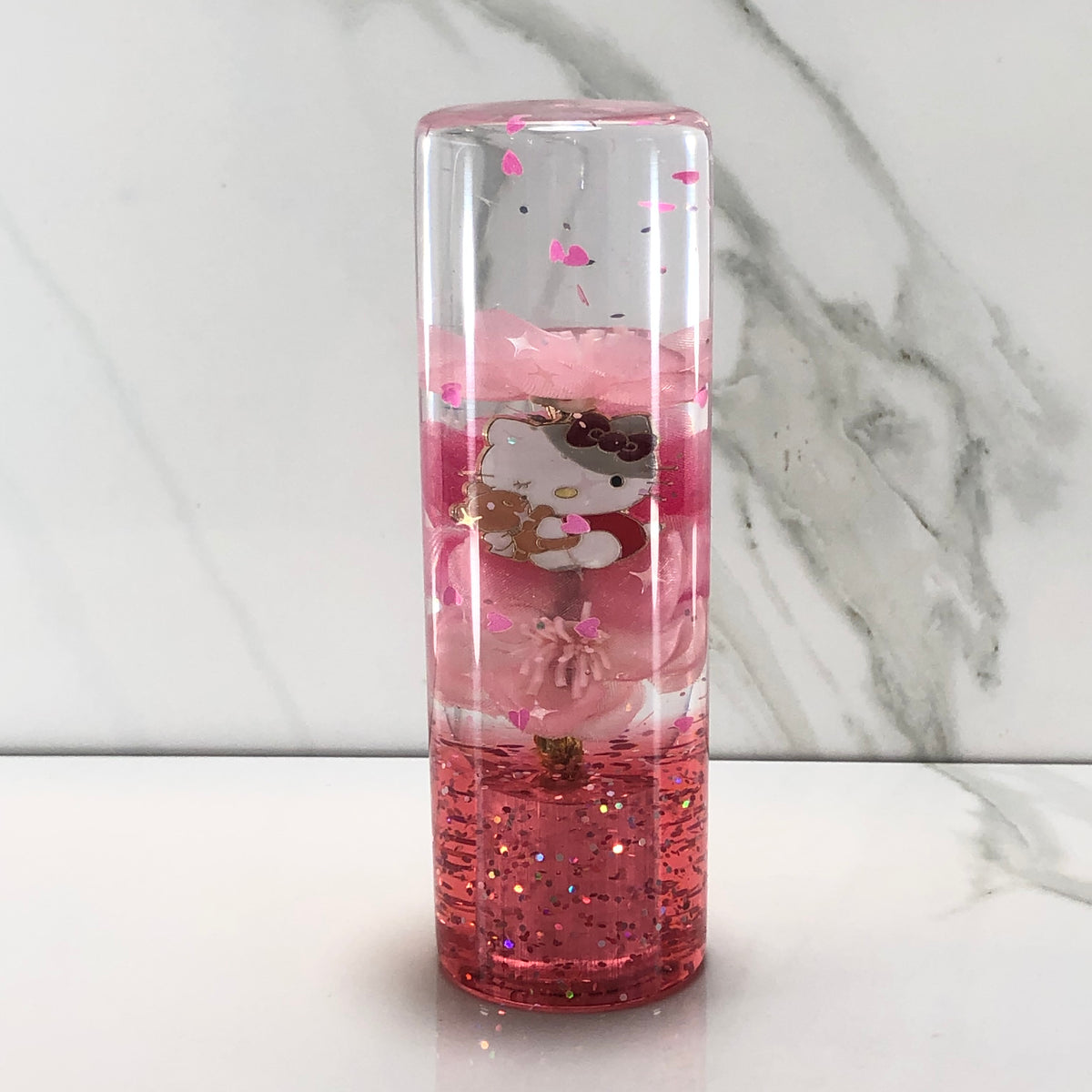 115mm Pink Blossom Charm Resin Shift Knob — 4.5 in, 12mm x 1.25
