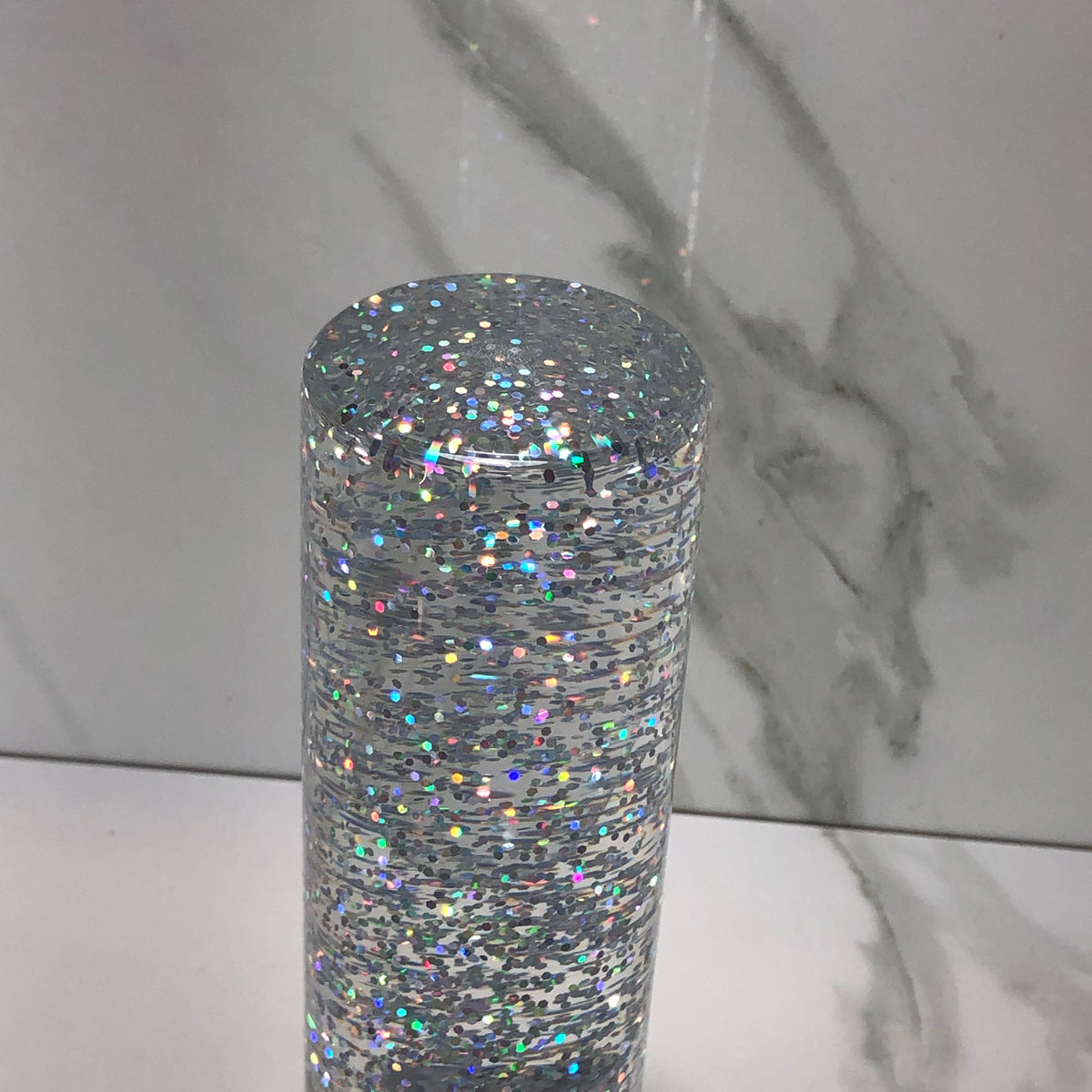 115mm Silver Holographic Resin Shift Knob — 4.5 in, 12mm x 1.25