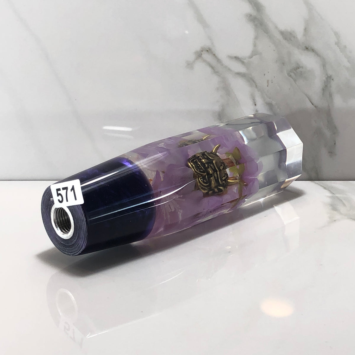 140mm Purple Cherry Blossom Resin Shift Knob — 5.5 in, 12mm x 1.25