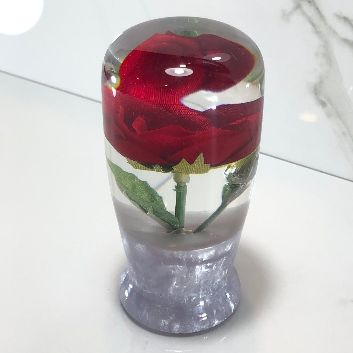 95mm Red Rose Resin Shift Knob — 3.5 in, 12mm x 1.25